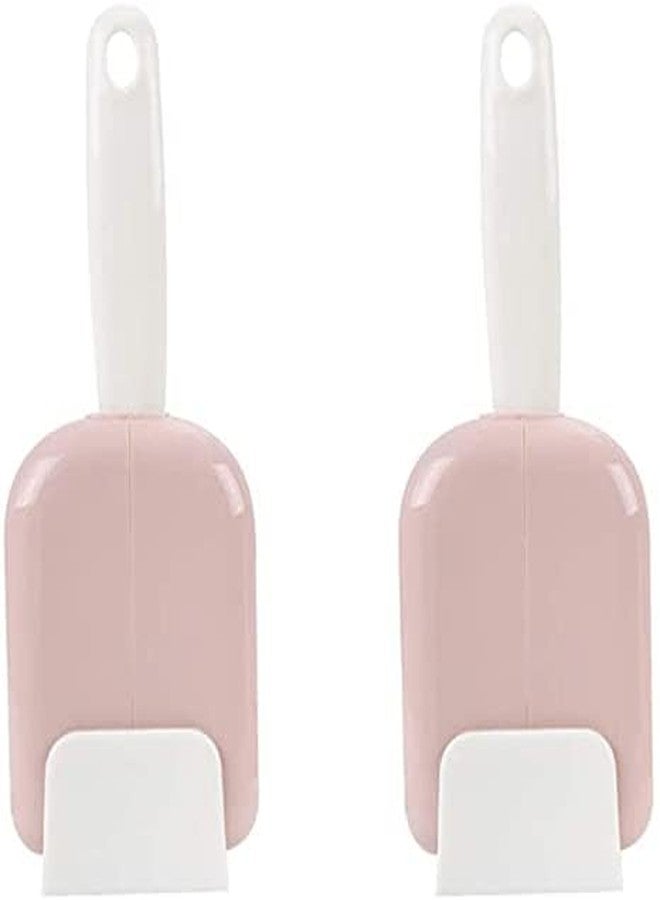 KolorFish 2 Sets Standing Rice Spoon Dust Cover Rice Scoop Storage Rack Holder Automatic Opening Closing Kitchen Utensils (Pink) - Image 2